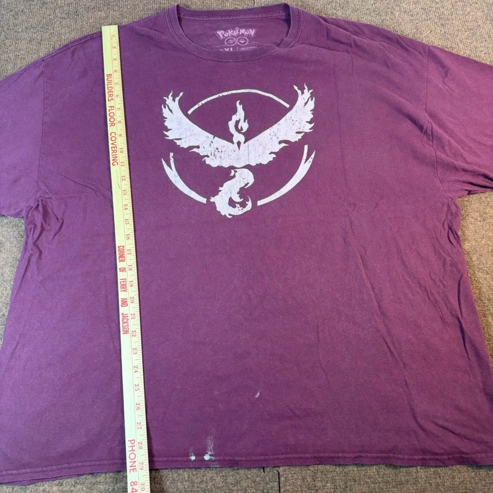 Pokemon Center Pokemon Go Team Valor T-Shirt Men 3XL Moltres Graphic Maroon 2792